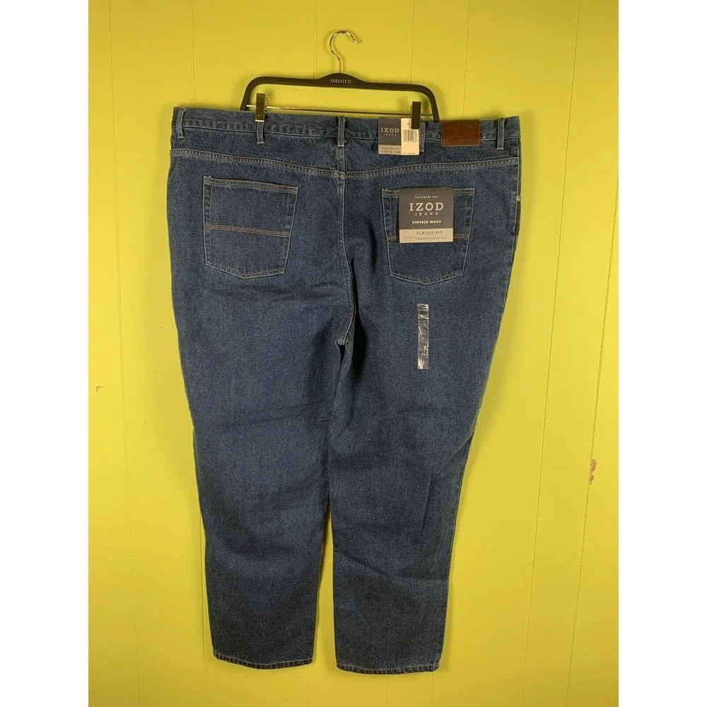 IZOD Jeans NWT Wash Men's Blue Classic Fit Straight Leg Jean Sz 52 x 30 ($55)
